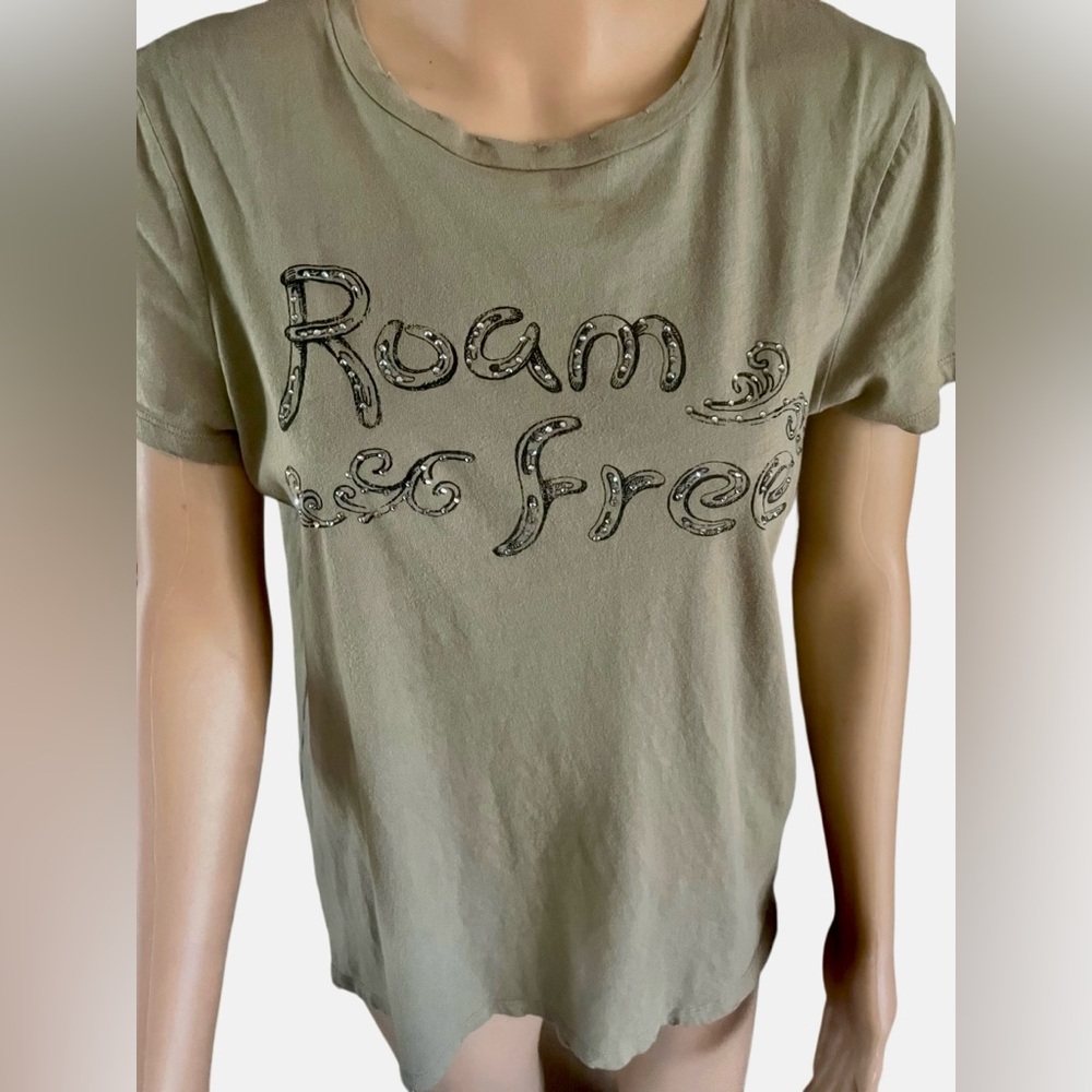 Miss Me "ROAM FREE" Tee Shirt With Sparkly Sequins